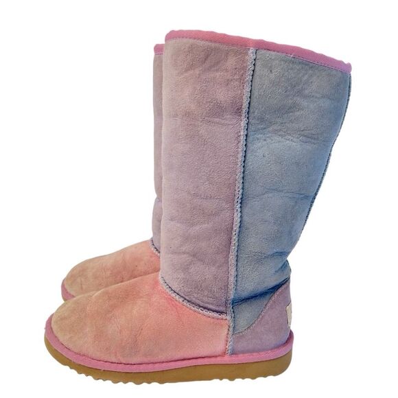 UGG Classic II Tall Patchwork Pastel Boots Size Kids 3 - Picture 9 of 9